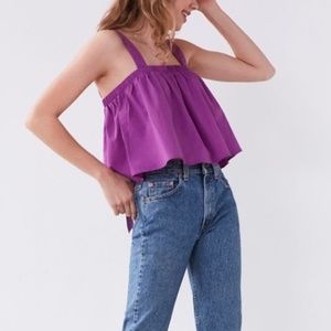 UO Kimchi Blue purple poplin tie back crop top